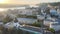 Historical district of Kyiv - Podil in the morning at dawn. Ukraine. Aerial view