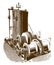 Historical double-cylinder quadruple friction drum hoisting engine