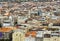 Historical downtown of Budapest, Hungary, Europe from above, aerial view. Rooftop view with old town buildings, church towers,