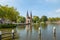 Historical Eastern Gate and drawbridge over the canal in Delft,