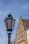 Historical house and lantern in the old center of Kalkar