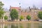 Historical houses along Hofvijver pond in The Hague