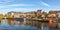 Historical houses buildings at river Ill water panorama Alsace in Strasbourg France