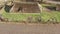 Historical houses with traditional reed grass roofs, aerial photo taken at an angle