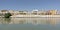 Historical houses of Triana neighborhood on the embankment of Guadalquivir river in Sevillle, Spain