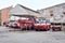 Historical italian firefighters vehicles in a museum