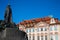 The historical Jan Hus Memorial at Old Town Square in Prague