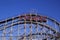 Historical landmark Cyclone roller coaster in the Coney Island section of Brooklyn