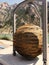 Historical large wood ball plugs used to stop the flow of water at the Buffalo Bill Dam in Wyoming