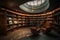 Historical library, a symbol of culture and knowledge, with unusual architecture, bookshelves and a place to read and relax
