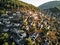 Historical Lycian village of Kayakoy, Fethiye, Mugla, Turkey. Drone aerial shot from above of the Ghost Town Kayakoy