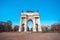 Historical marble arch Arco della Pace, Sempione square, Milan,