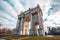 Historical marble arch Arco della Pace, Sempione square, Milan,