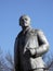 Historical metal monument of Lenin in perspective in small Russian village Shornovo