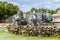 Historical monument in Bordeaux. Bronze fountains of the Monument aux Girondins, landmark of the city. Bordeaux, France.