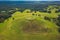 Historical mound Satrija in Samogitia, Lithuania, aerial view