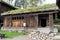 Historical Norwegian wooden house with sod roof. Oslo, August 2019.