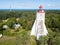 Historical old KÃµpu lighthouse (Kopu lighthouse), Hiiumaa island, Estonia aerial drone photo. Birds eye view