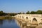 Historical old Meric Bridge on Meric River. Edirne, Turkey