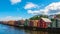 Historical Old Timber Buildings over the river Nidelva in Trondheim