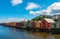 Historical Old Timber Buildings over the river Nidelva in Trondheim