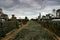 Historical paths leading through Ballaratâ€™s old cemetery on a gloomy overcast day