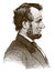 Historical portrait of Abraham Lincoln, the famous American president in profile view