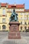 Historical quarter of Wroclaw, Poland - Old Town and Market Square, polish writer Aleksander Fredro monument and medieval