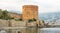 The historical Red Tower in the Alanya district of Antalya, one of the touristic regions of Turkey. Turkish name Kizil Kule