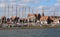 Historical sailboats in Volendam harbor in Holland