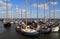 Historical sailboats in Volendam harbor in Holland