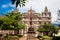 Historical Santa Barbara church built in 1726 at the beautiful colonial town of Santa Fe de Antioquia in Colombia