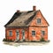Historical Scandinavian Style Red Brick House Illustration