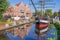 Historical ship in a canal in Papenburg