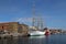 Historical ships in Dunkirk harbor, France