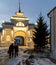 Historical shopping arcades Gostiny Dvor at night.