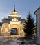 Historical shopping arcades Gostiny Dvor at night.