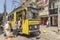 Historical sightseeing tram at Taksim Square on the streets of Istanbul. Turkey.