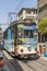 Historical sightseeing tram at Taksim Square on the streets of Istanbul. Turkey.