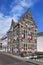 Historical stately mansion with red and white shutters, Gorinchem, Netherlands