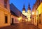 Historical street in Trnava with Saint Nicolas chu