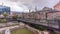 Historical Taslihan ruins timelapse with the old watch tower and minaret of Gazi Husrev mosque