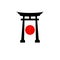 historical torii gate japanese logo. sunset torii gate icon logo vector illustration. japanese history monument