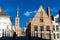 Historical town of Bruges and the antique St Anne`s Church