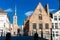 The historical town of Bruges and the antique St Anne`s Church