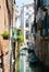 Historical walls, boats, architecture in Venice, in Europe