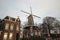 Historical windmill \'t slot in Gouda along the Hollandse IJssel