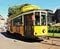 Historical yellow tram in Milan