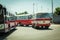 Historically bus in the depot, transport from eighty years