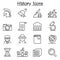 History & archeology icon set in thin line style